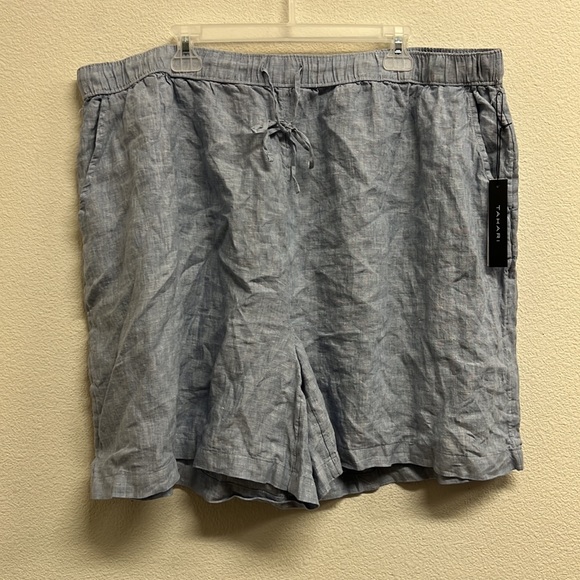 TAHARI 100% Linen Pull-On Drawstring My Perfect Shape Casual Shorts 3X - Picture 3 of 10